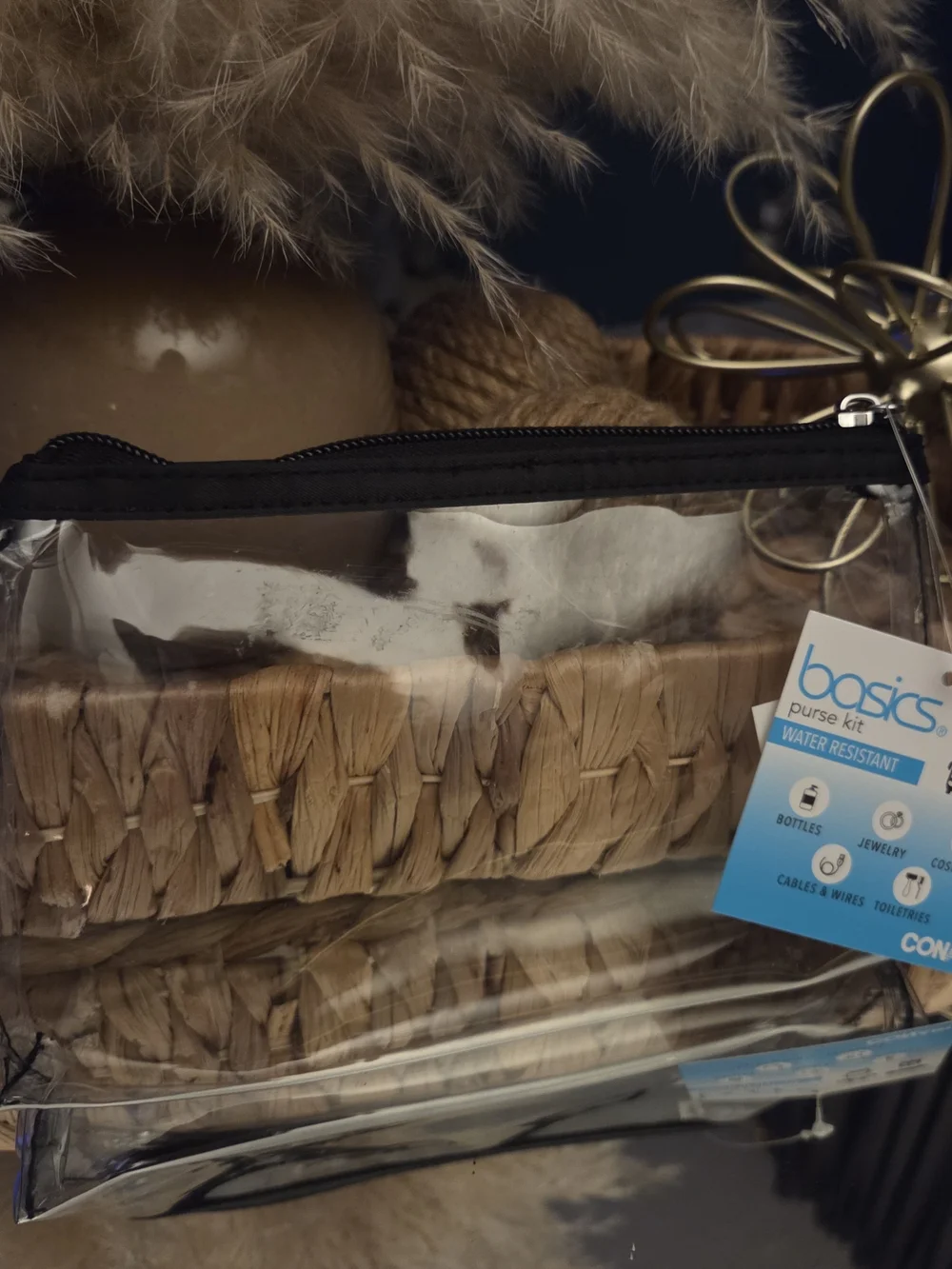 Basics Clear Cosmetic Pouch with Black Trim and Zipper Stadium Bag